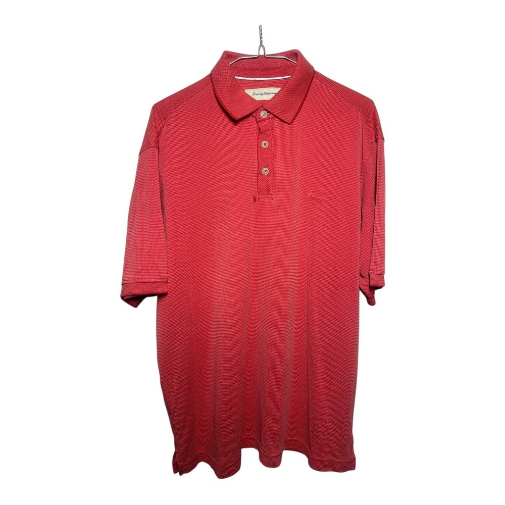Tommy Bahama Men's Men's Large Red Modal Blend Textured Polo Shirt Red